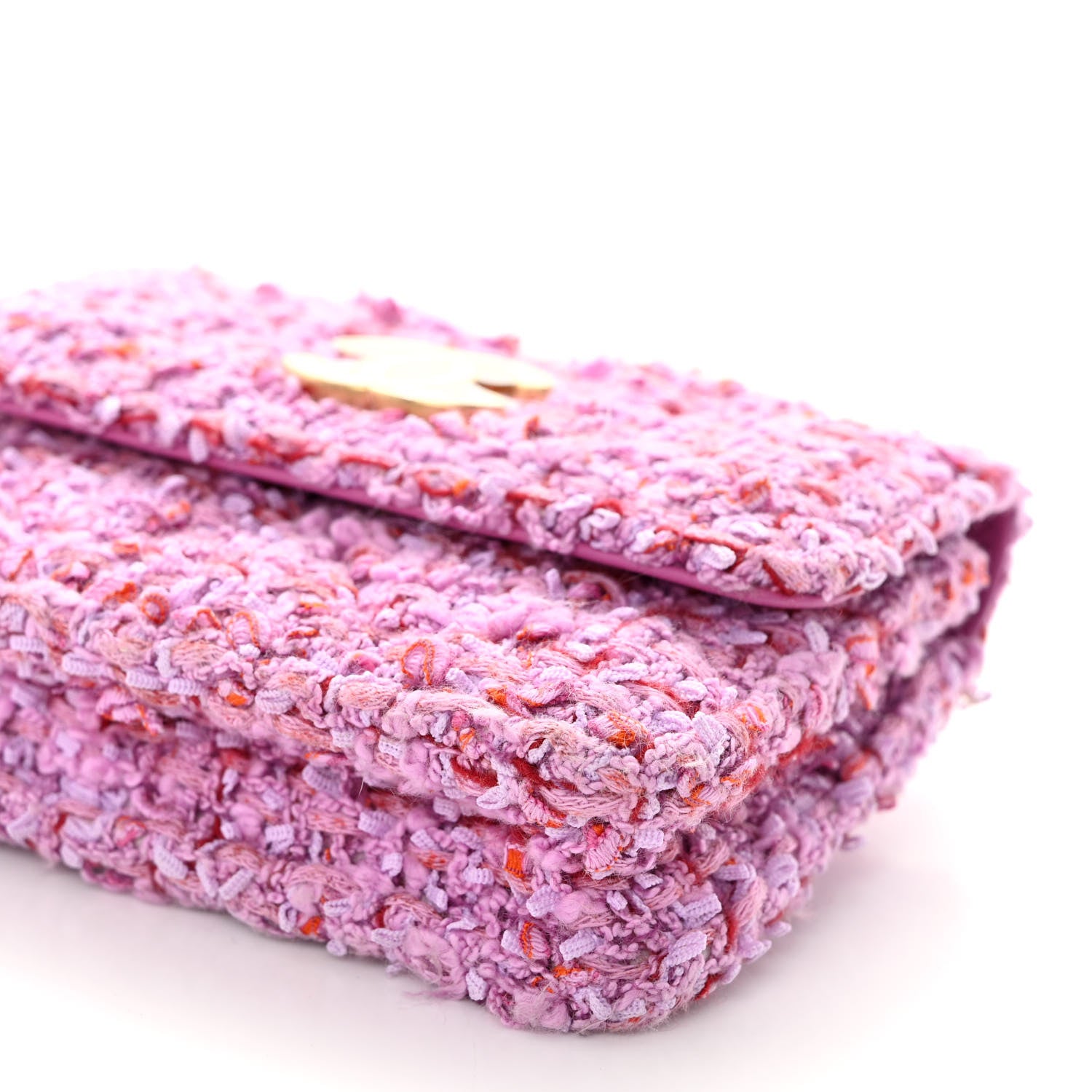 Chanel Tweed Enamel Quilted Pending CC Flap Belt Bag Pink Purple 10 of 10