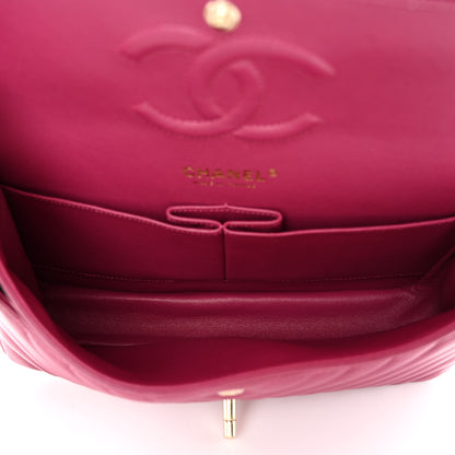 Chanel Lambskin Chevron Quilted Medium Double Flap Dark Pink 5 of 12