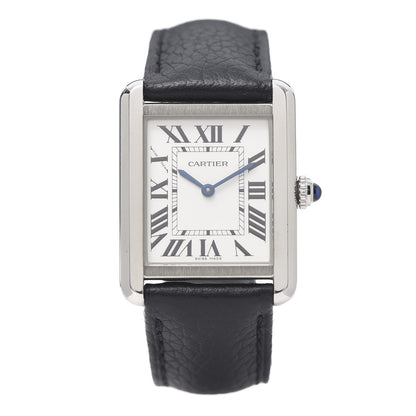 Cartier Stainless Steel Calfskin 24mm Tank Solo Quartz Watch 1 of 9