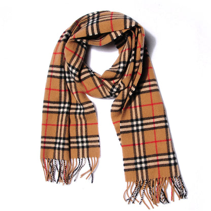 Burberry Lambswool Check Fringe Scarf Camel 1 of 5