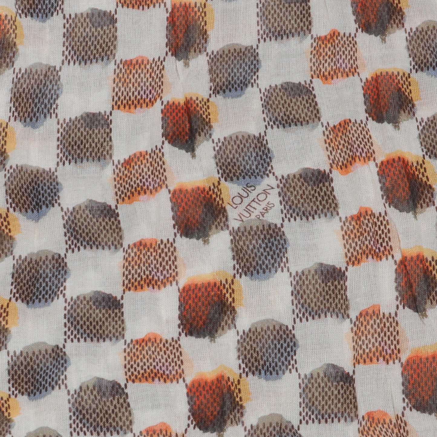 Cotton Painted Damier Etole Stole Scarf Marron