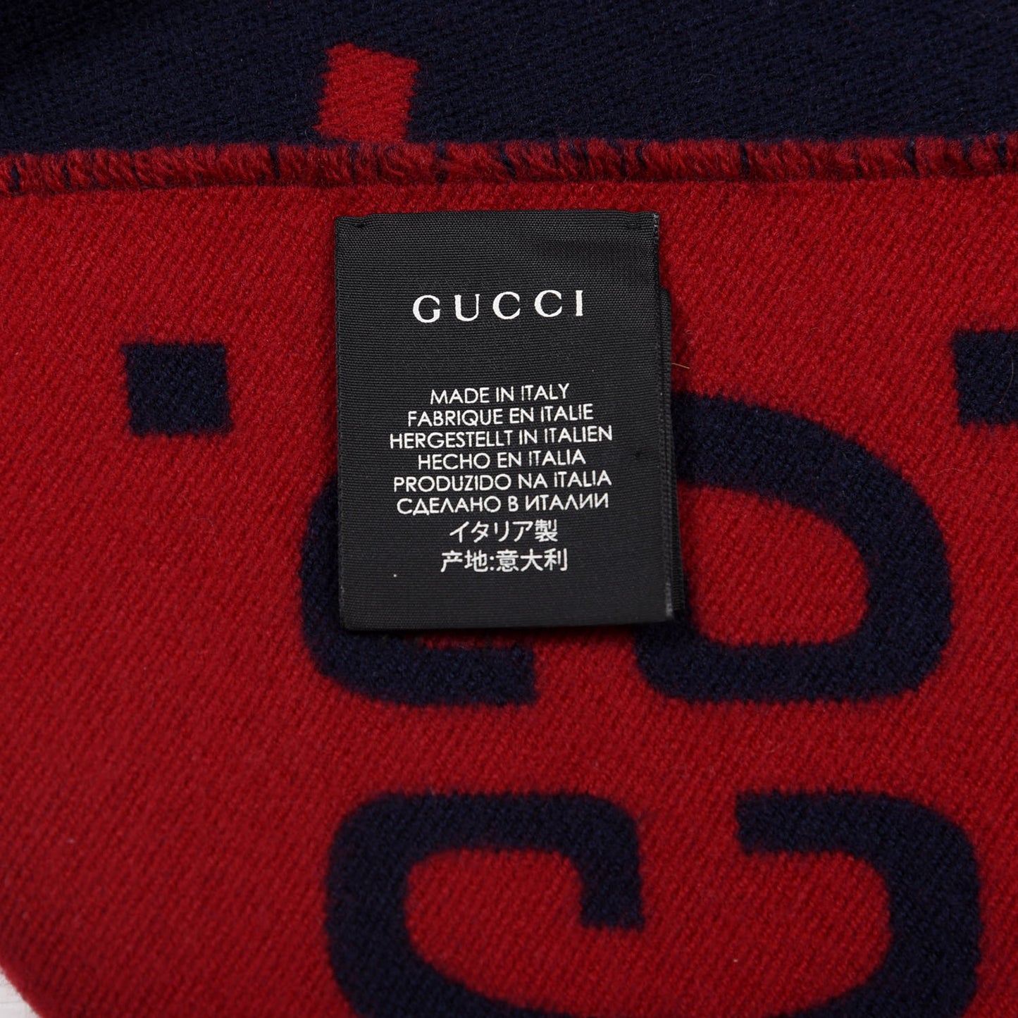 Wool Silk Monogram Jumbo GG Freedom Scarf Midnight Blue Red
