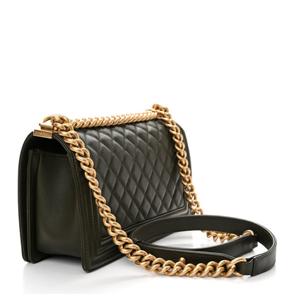 Chanel Calfskin Quilted Medium Boy Flap Khaki 2 of 13