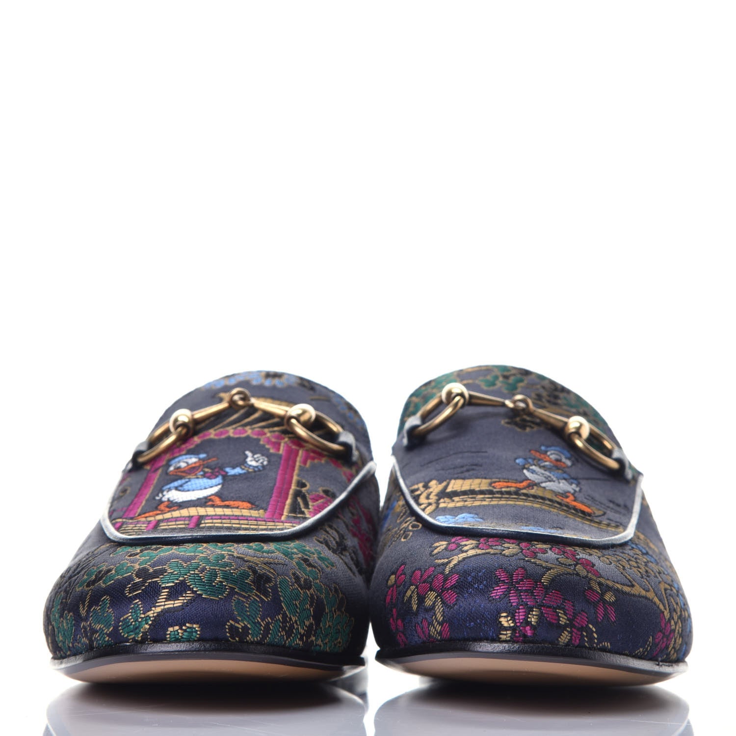 Gucci X DISNEY Jacquard Japanese Donald Duck Womens Princetown Slippers 35.5 Tide Multicolor Bordeaux 2 of 10