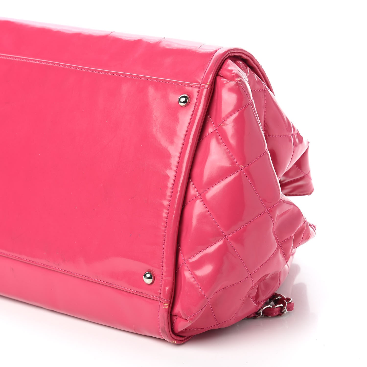 Chanel Vinyl Lipstick Ligne Accordion Tote Pink 7 of 16