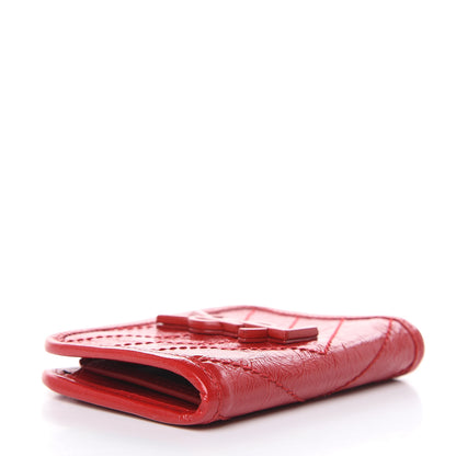 Saint Laurent Crinkled Calfskin Matelasse Monogram Niki Card Holder Red 4 of 7