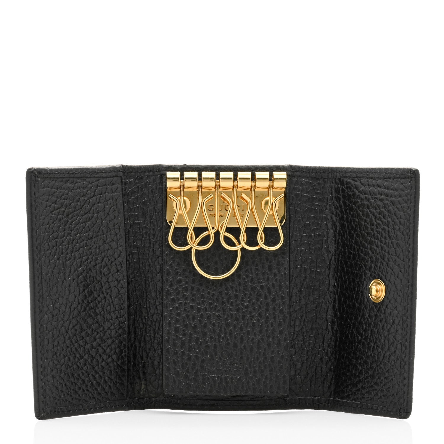 Gucci Pebbled Calfskin GG Marmont 6 Key Holder Black 5 of 8