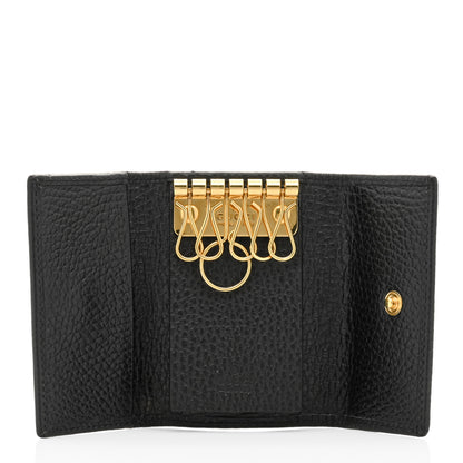 Gucci Pebbled Calfskin GG Marmont 6 Key Holder Black 5 of 8