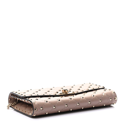 Valentino Garavani Lambskin Rockstud Spike Wallet on Chain Poudre 4 of 11