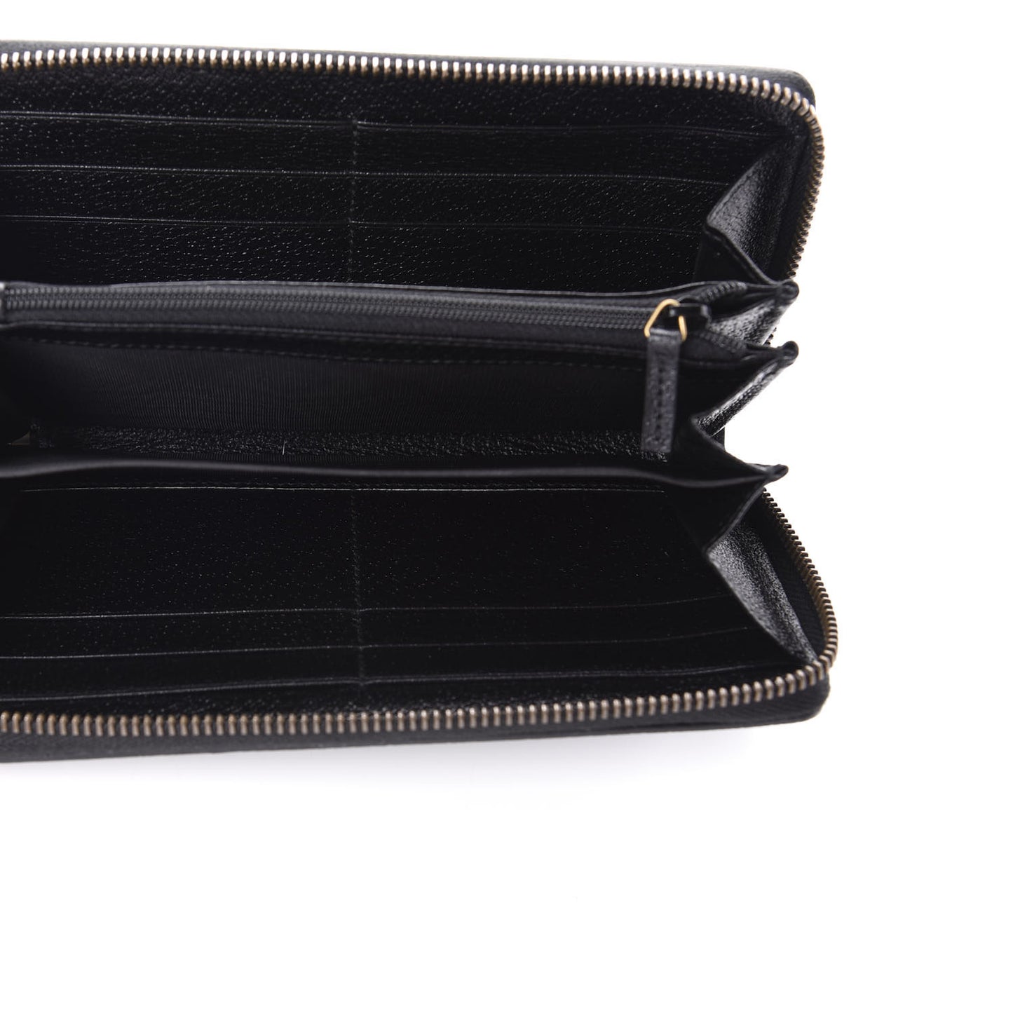 Calfskin Web Zip Around Wallet Black