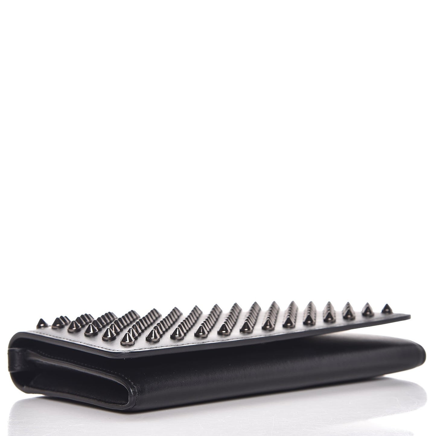 Calfskin Macaron Spiked Flap Wallet Black