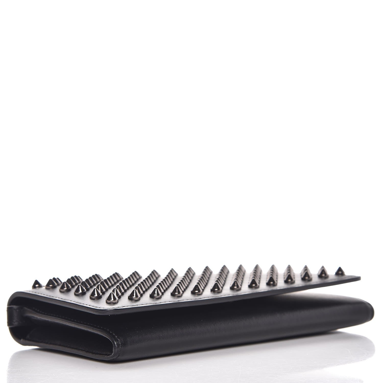 Christian Louboutin Calfskin Macaron Spiked Flap Wallet Black 4 of 8