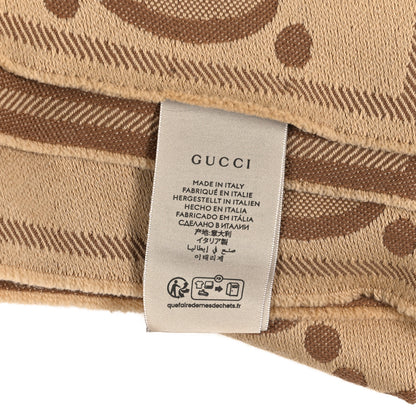 Gucci Wool Jacquard Monogram Jumbo GG Lady Nest Scarf Beige Dark Brown 3 of 4