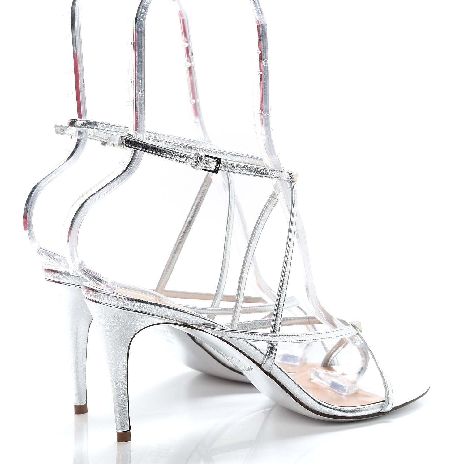 Valentino Garavani Metallic Nappa 85 Crisscross Sandals 38 Silver 4 of 12
