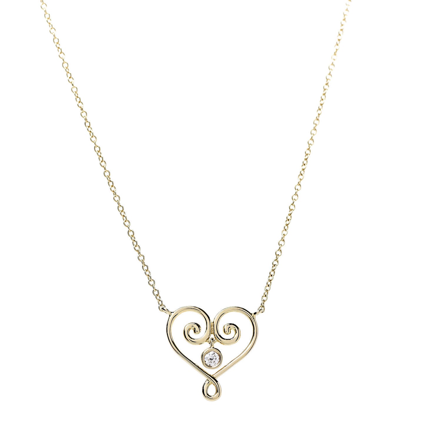 18K Yellow Gold Diamond Paloma Picasso Venezia Goldoni Heart Pendant Necklace