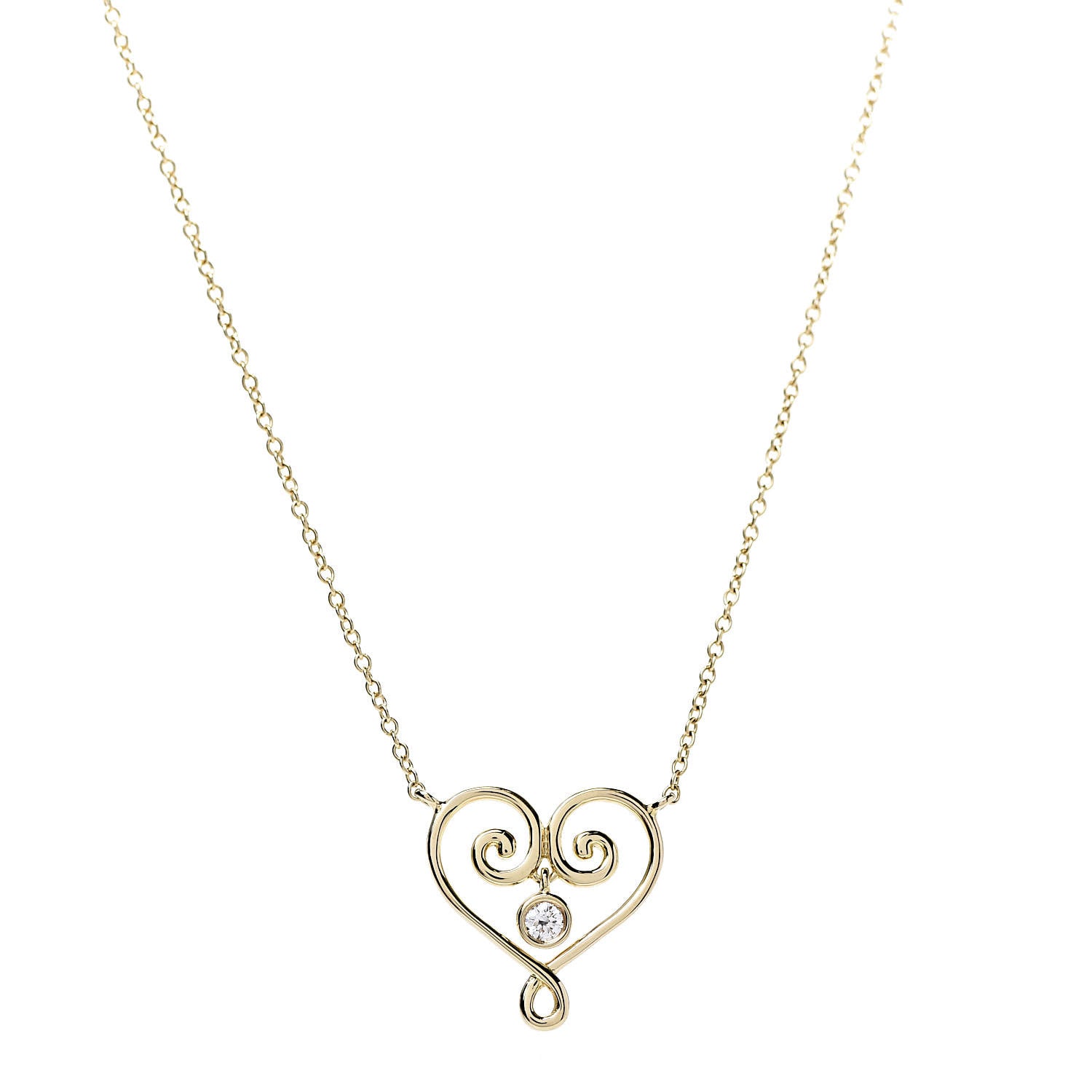 Tiffany 18K Yellow Gold Diamond Paloma Picasso Venezia Goldoni Heart Pendant Necklace 1 of 6