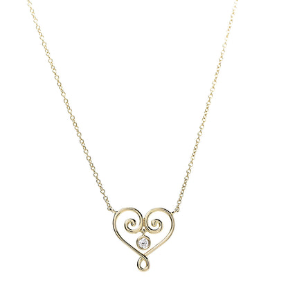 Tiffany 18K Yellow Gold Diamond Paloma Picasso Venezia Goldoni Heart Pendant Necklace 1 of 6