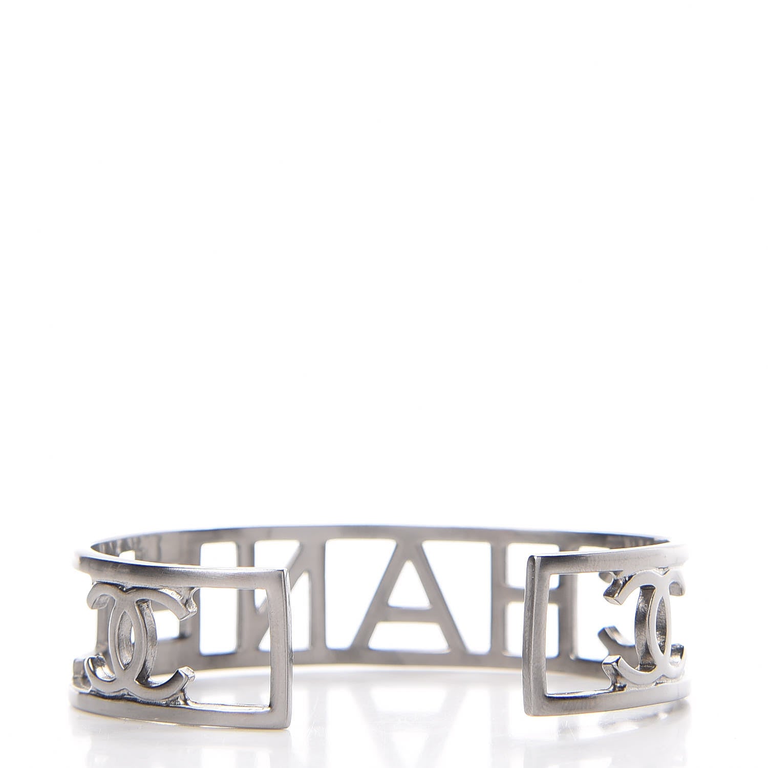 Chanel Metal Logo Cuff Silver 3 of 5
