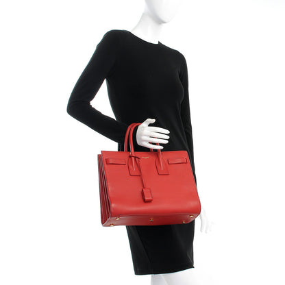 Saint Laurent Calfskin Small Sac De Jour Lipstick Red 3 of 13