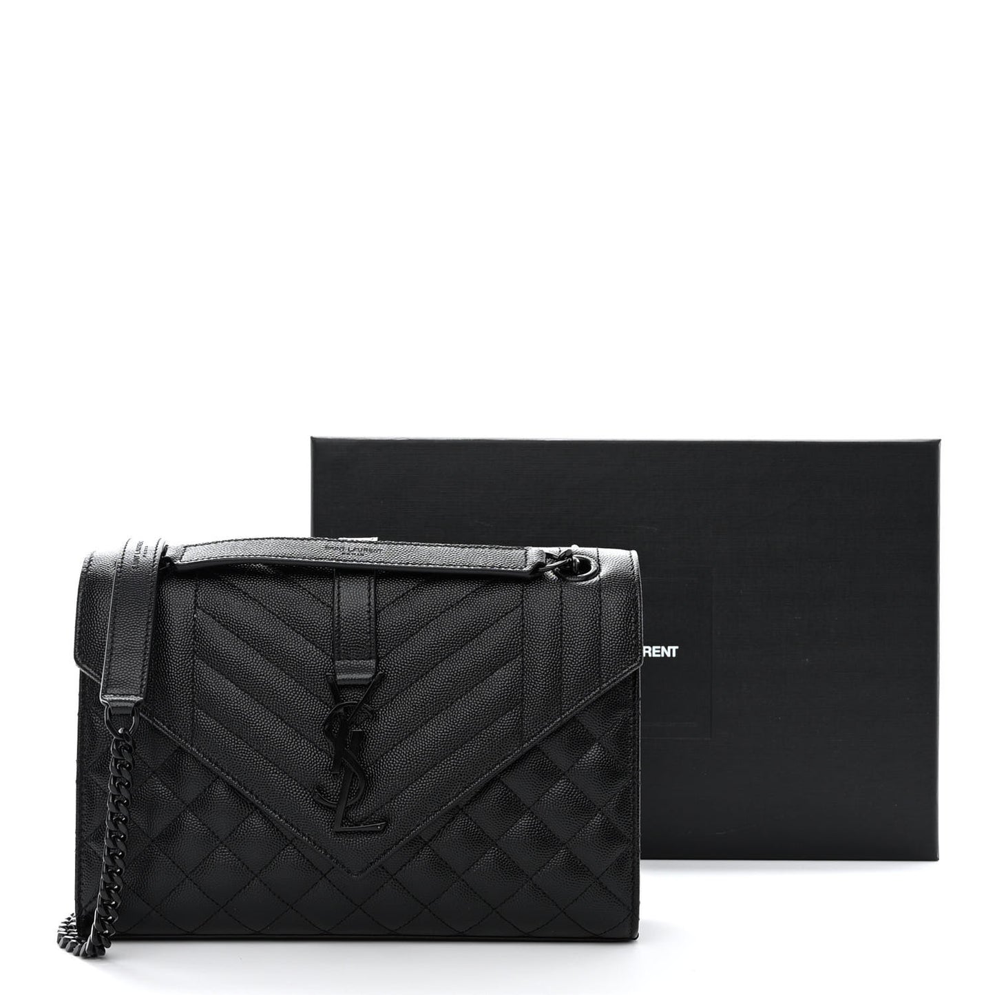 Grain De Poudre Textured Mixed Matelasse Triquilt Medium Monogram Monochrome Satchel Black