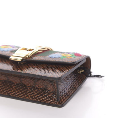 Gucci Elaphe Web Floral Embroidered Super Mini Sylvie Chain Shoulder Bag Cuir Multicolor 9 of 11