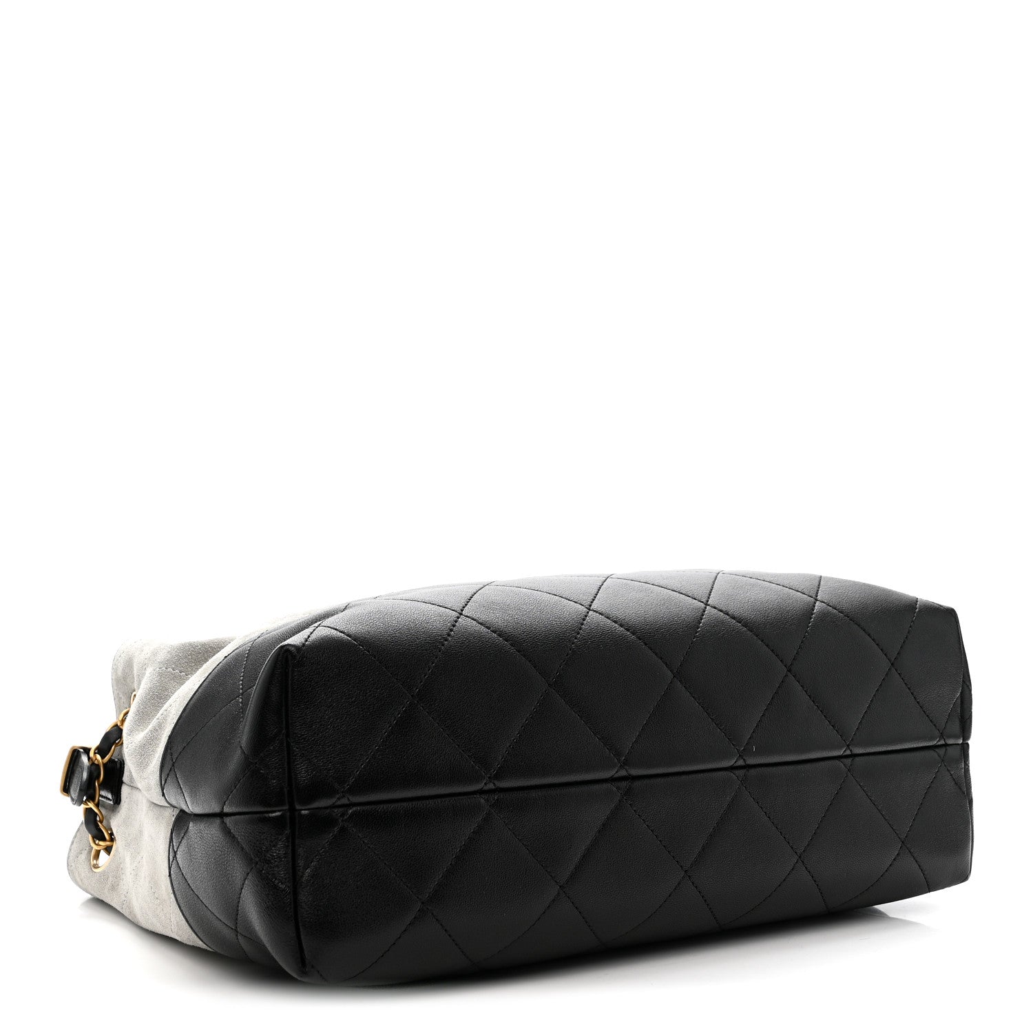 Chanel Suede Calfskin Shiny Lambskin Quilted Small Coco Base Shopping Bag Grey Black 4 of 10