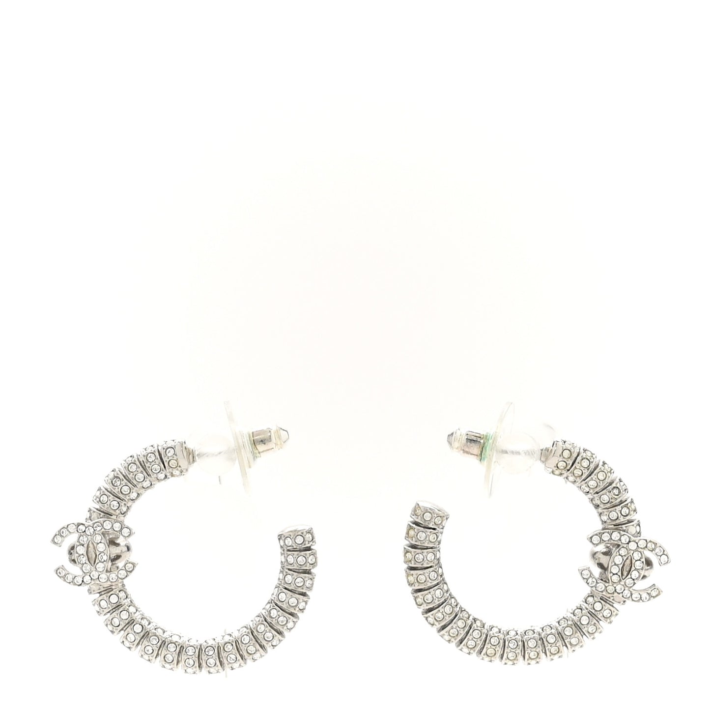 Crystal CC Hoop Earrings Silver