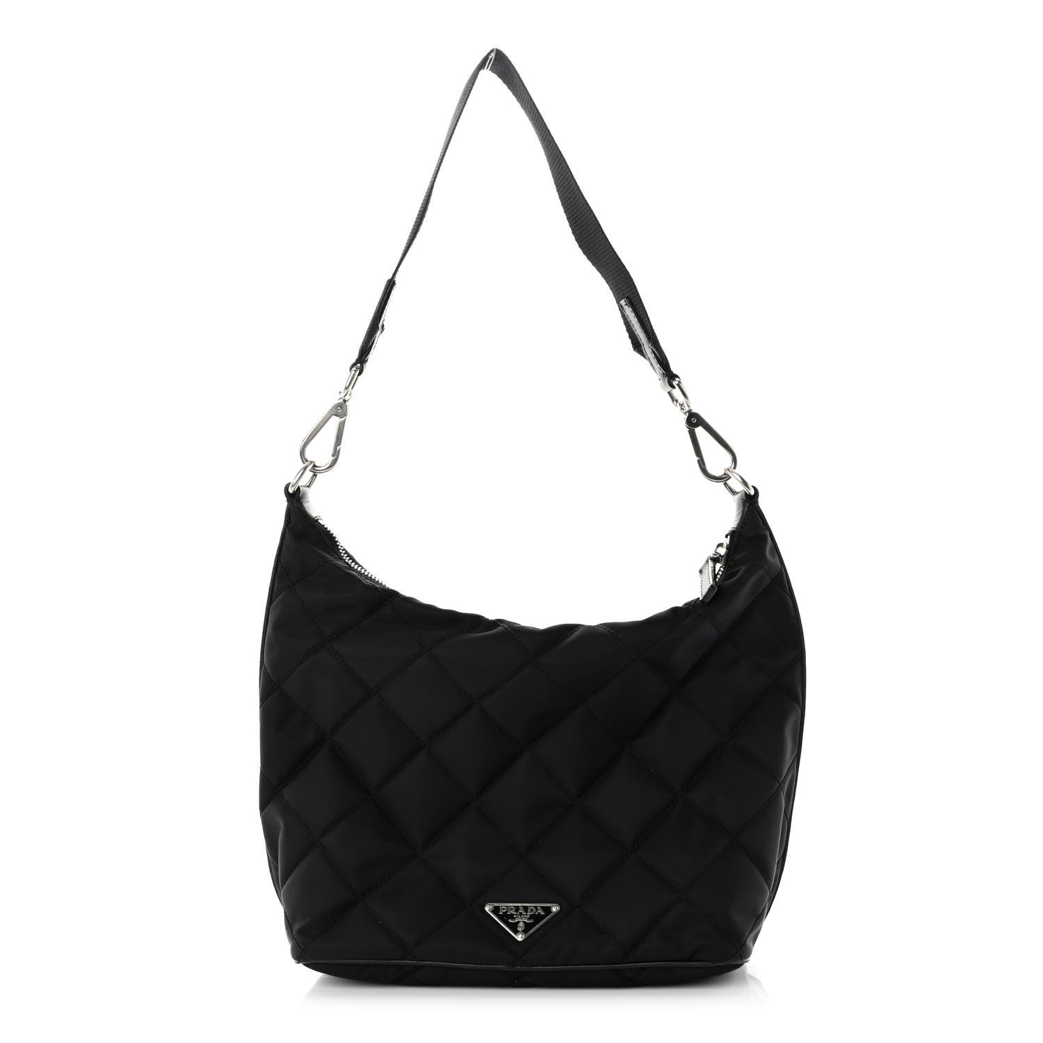 Prada Tessuto Nylon Stitched Hobo Black 1 of 9