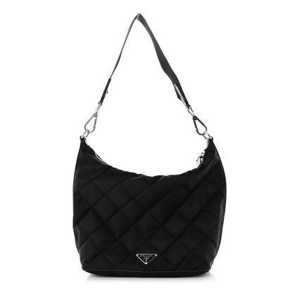 Prada Tessuto Nylon Stitched Hobo Black 1 of 9