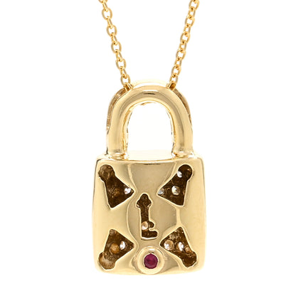 Roberto Coin 18K Yellow Gold Diamond Tiny Treasures Lock Pendant Necklace 4 of 5