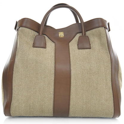 Saint Laurent Woven Linen Leather Double Y Tote 2 of 8