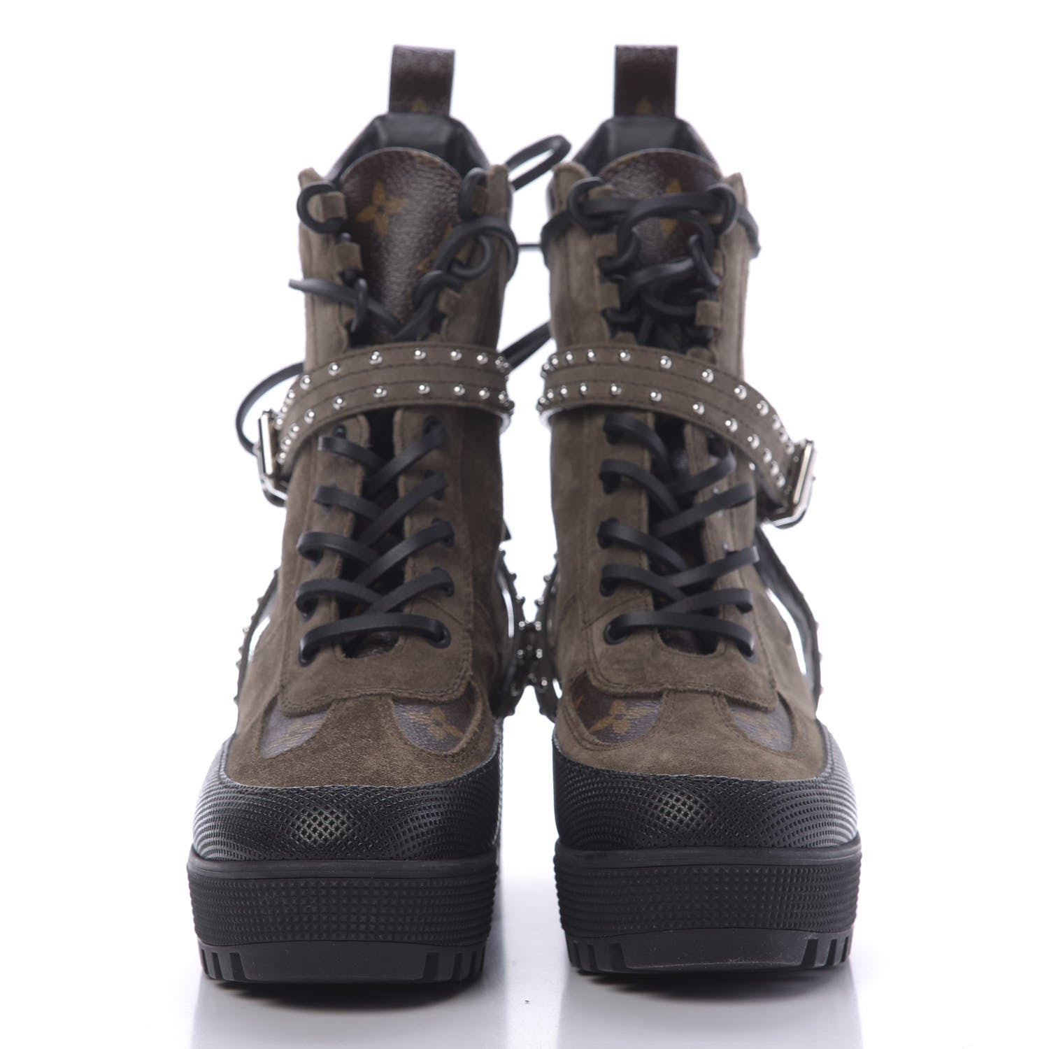 Louis Vuitton Suede Calfskin Monogram Laureate Platform Desert Boots 36.5 Kaki 2 of 9