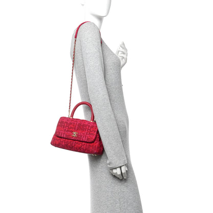 Chanel Tweed Mini Coco Handle Flap Fuchsia 2 of 10