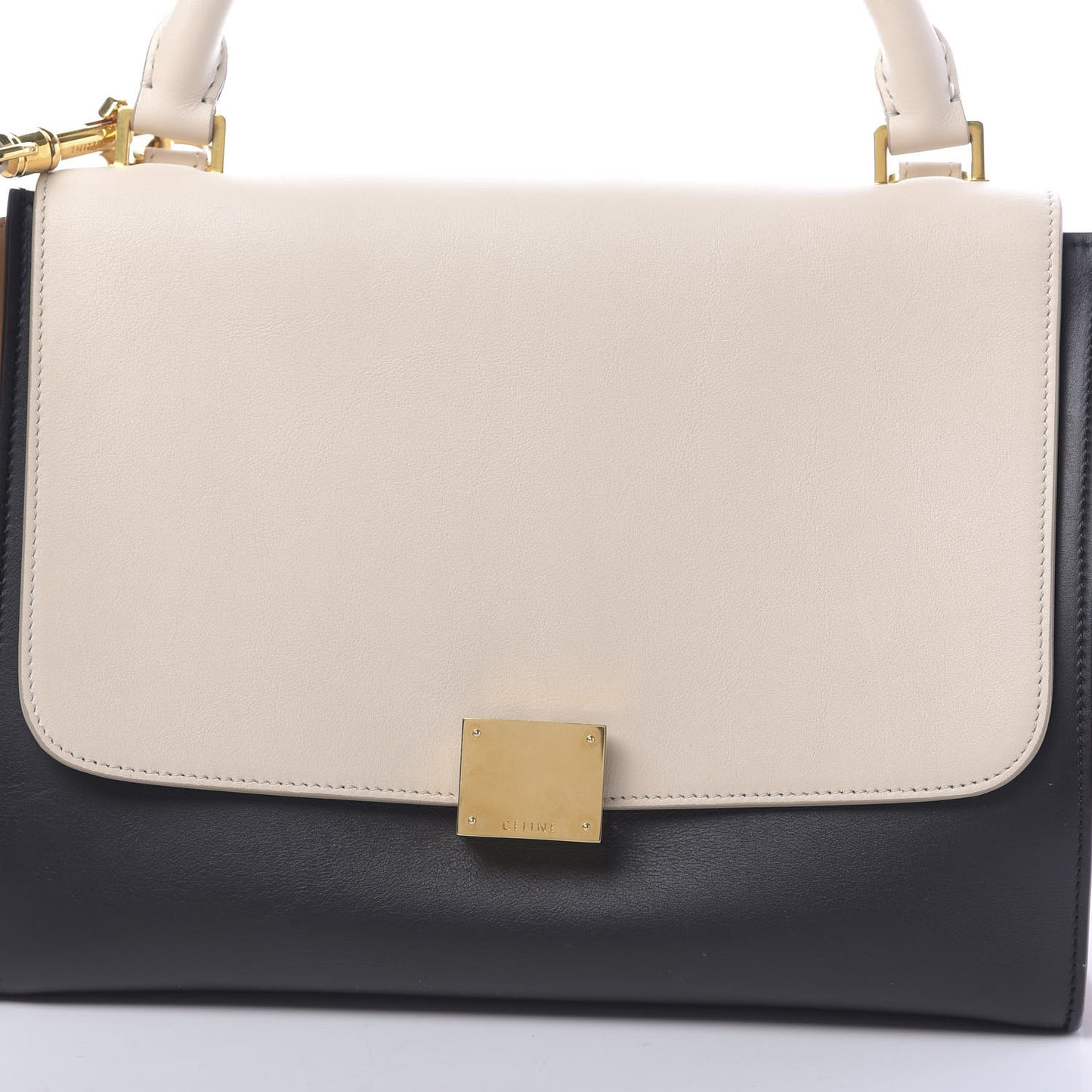 Smooth Calfskin Nubuck Small Tri-Color Trapeze White