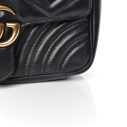 Gucci Calfskin Matelasse Mini GG Marmont Shoulder Bag Black 12 of 13