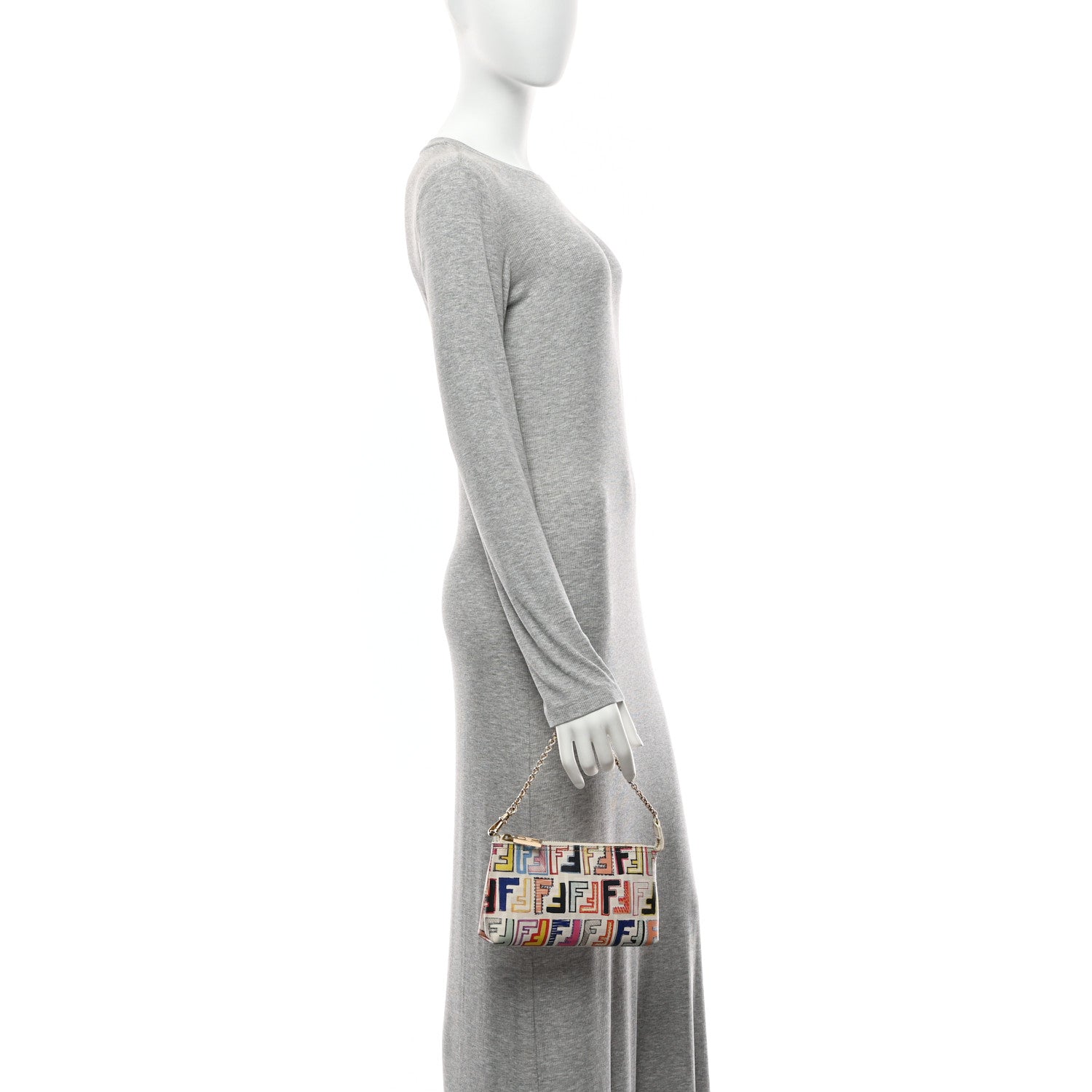 Fendi Zucca Spalmati FF Multicolor Pochette  White 2 of 11