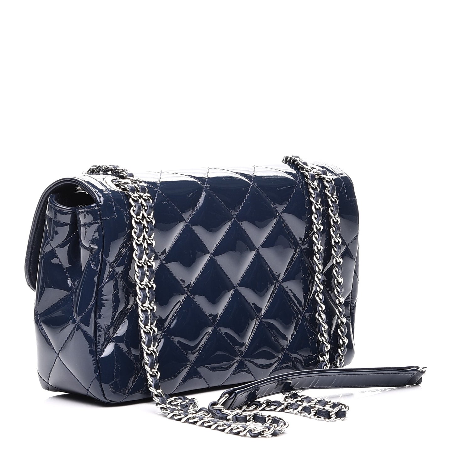 Patent Quilted Small Coco Shine Flap Navy
