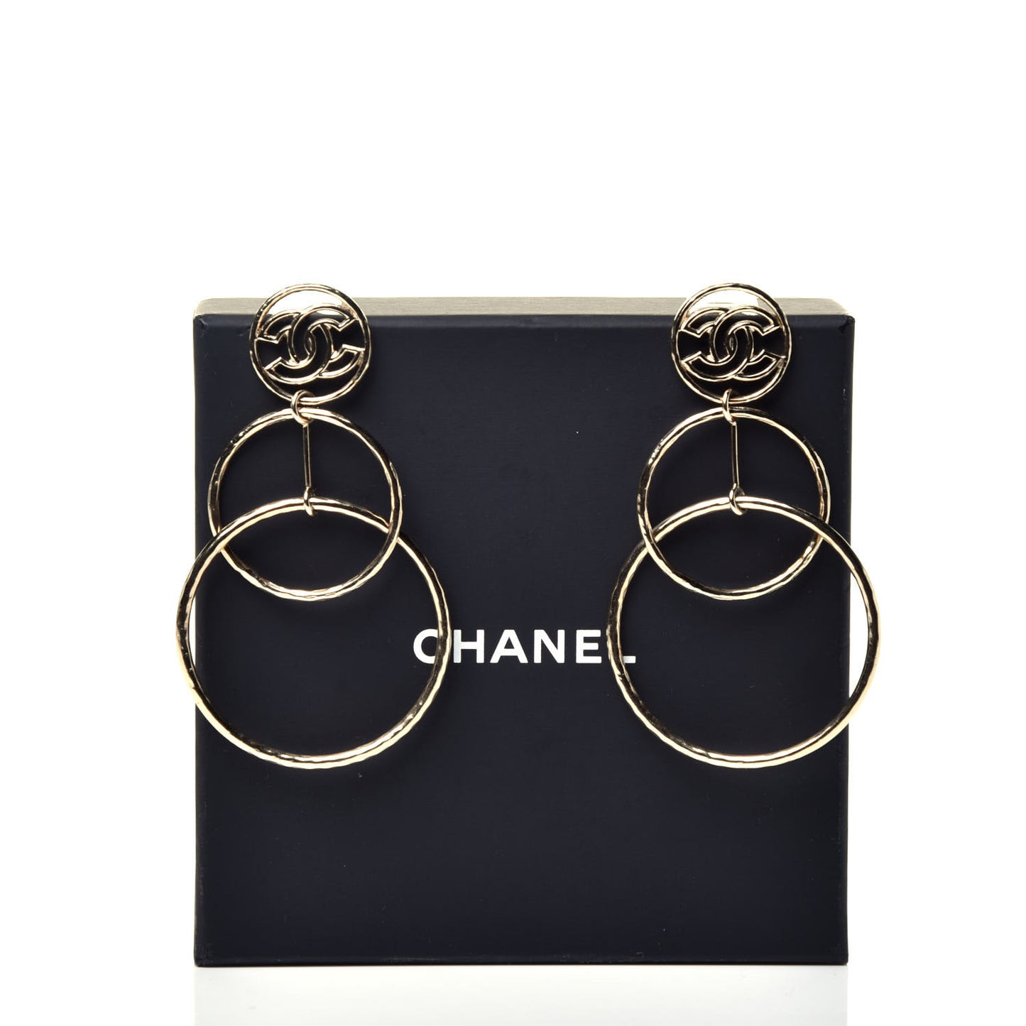 CC Hoop Drop Earrings Gold
