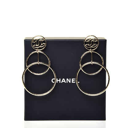 Chanel CC Hoop Drop Earrings Gold 5 of 5
