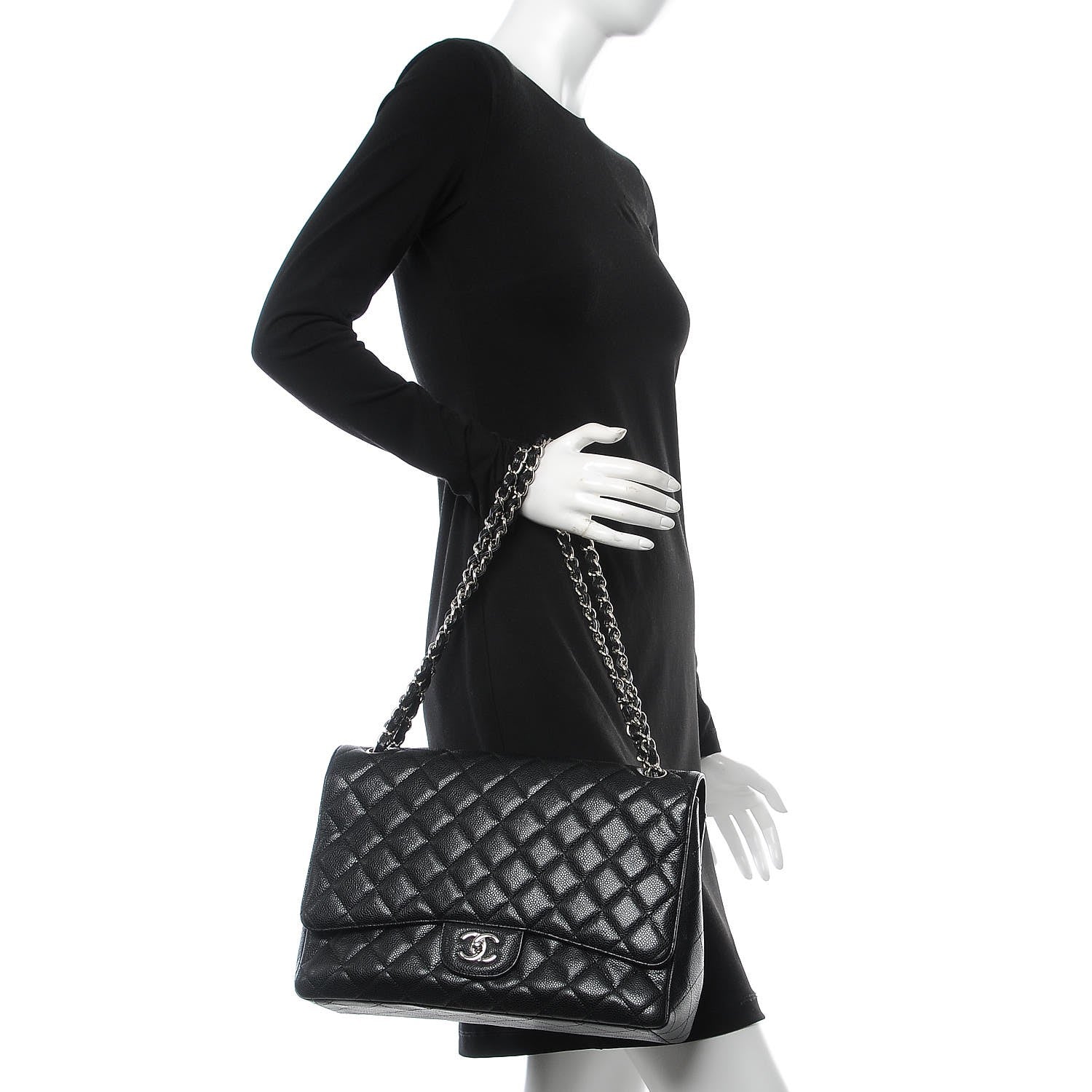 Chanel Caviar Quilted Maxi Single Flap Black 2 of 8