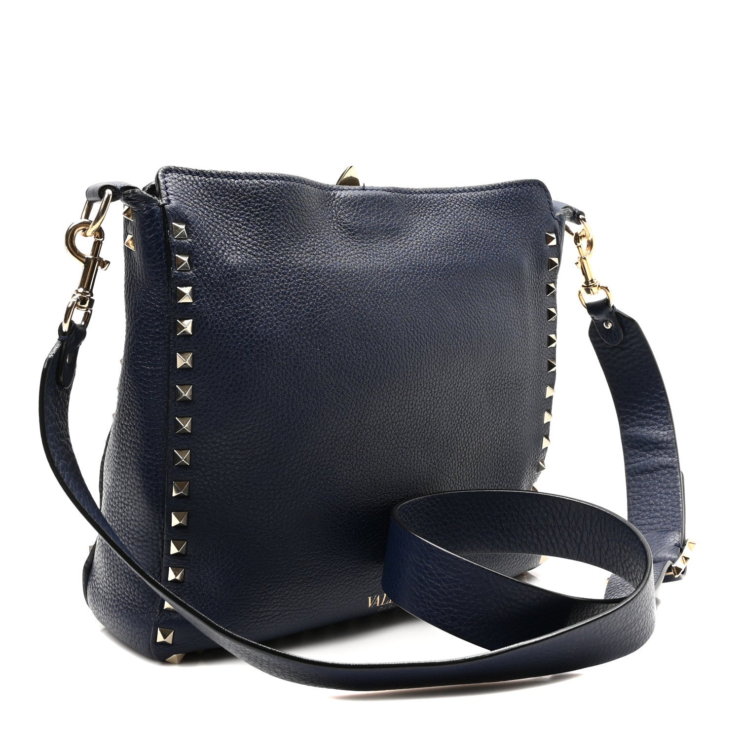 Valentino Garavani Pebbled Calfskin Small Rockstud Flip-Lock Messenger Bag Pure Blue 3 of 9