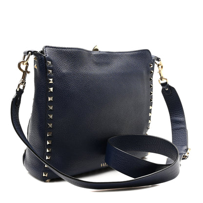 Valentino Garavani Pebbled Calfskin Small Rockstud Flip-Lock Messenger Bag Pure Blue 3 of 9