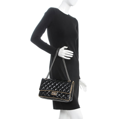 Chanel Glazed Calfskin Quilted 2.55 Reissue 226 Flap Black Beige 2 of 12