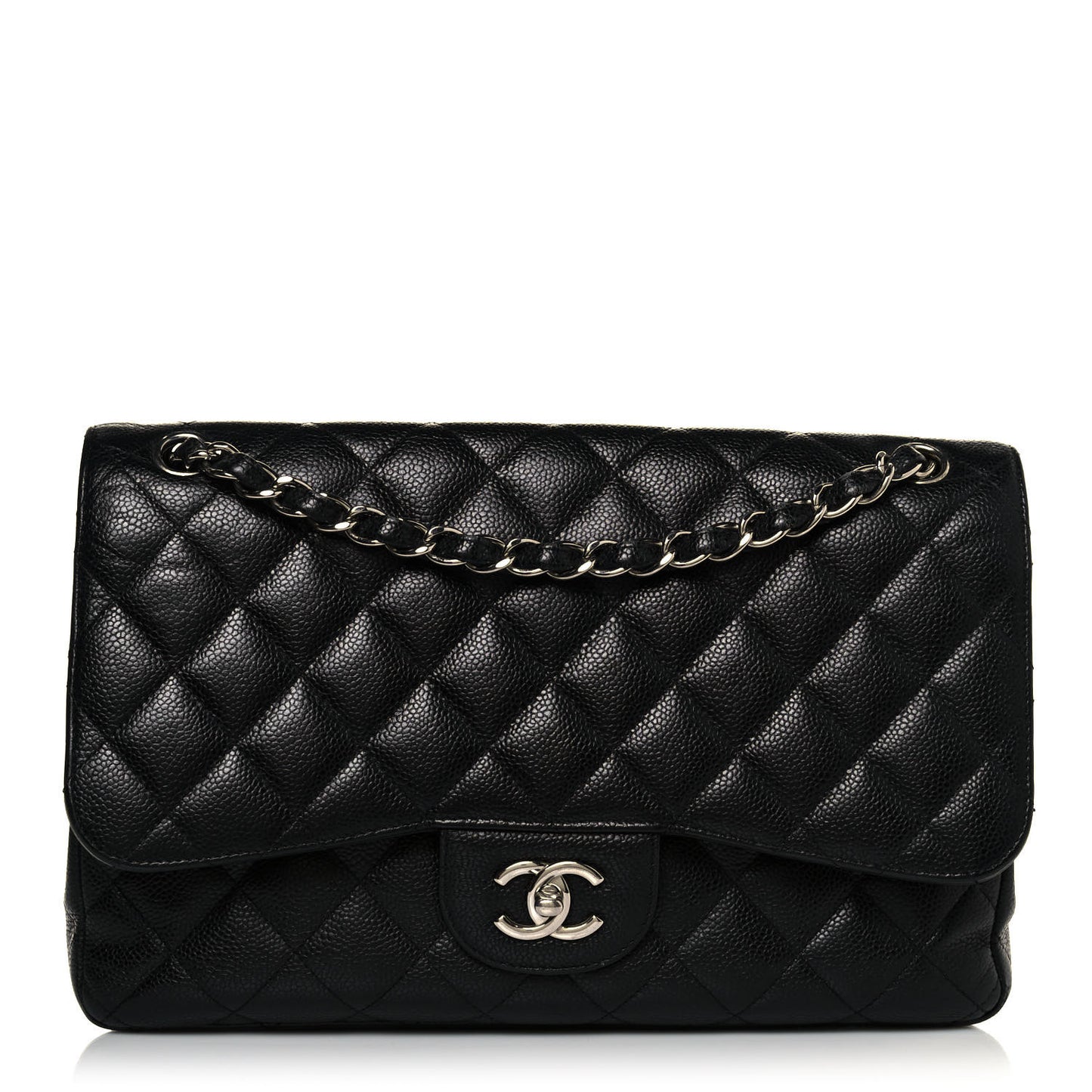 Caviar Quilted Jumbo Double Flap Black
