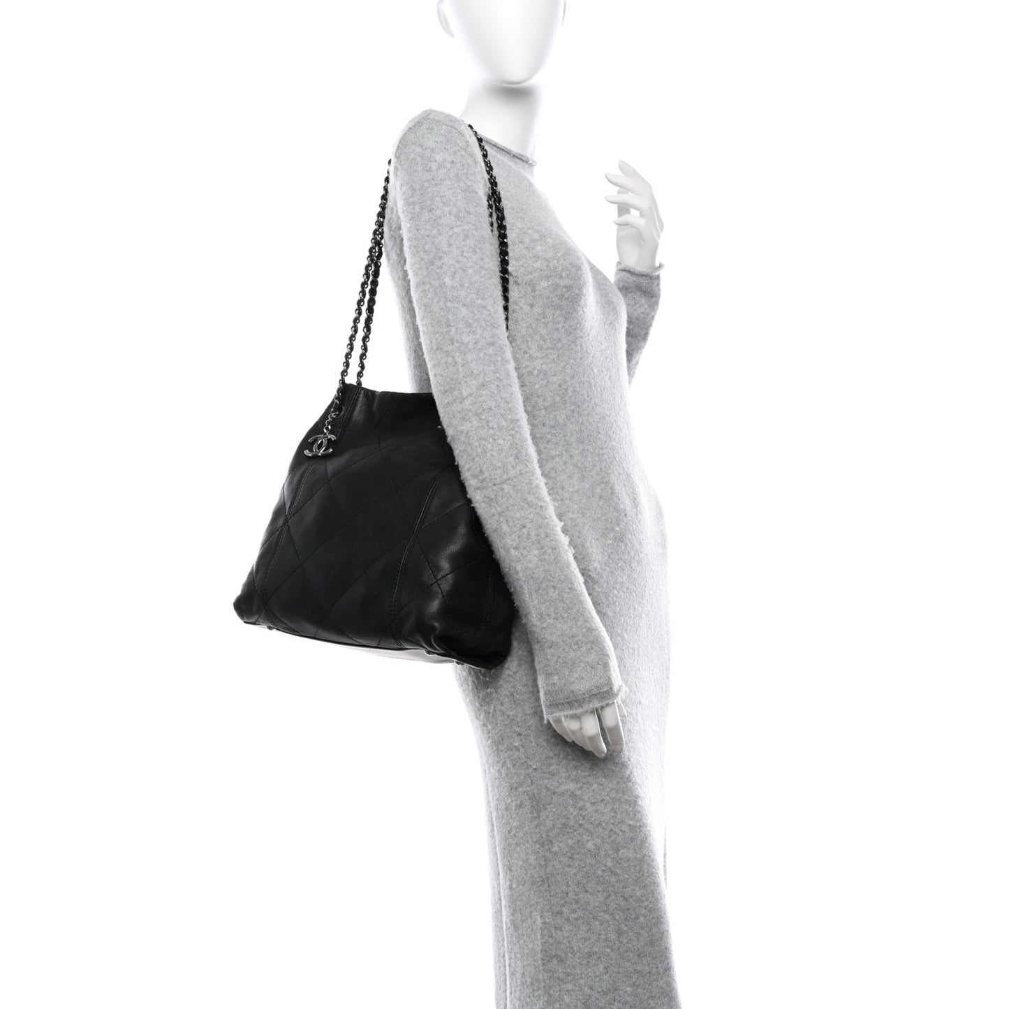 Lambskin Quilted Small Soft Touch Shoulder Bag Black