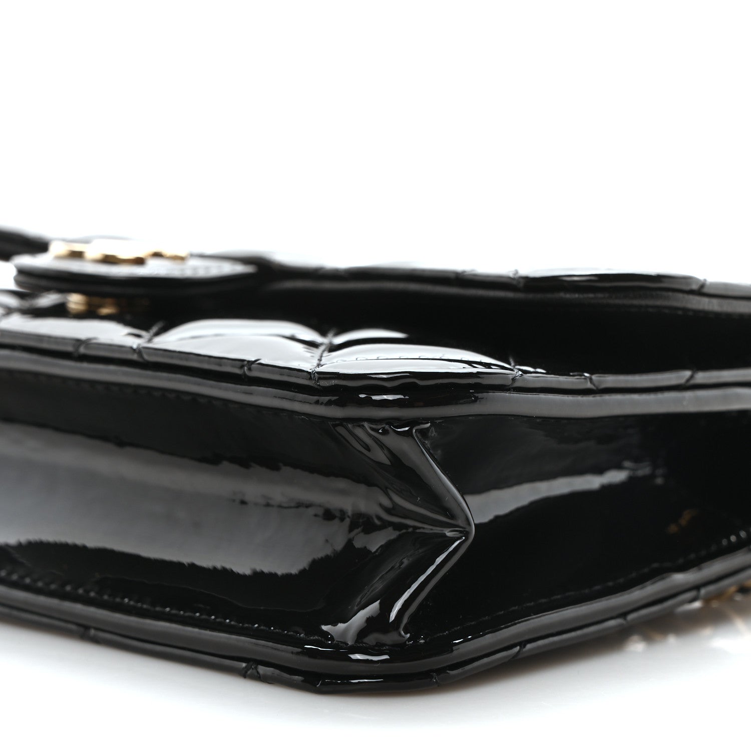 Chanel Patent Calfskin Quilted Flap Phone Holder With Chain Black 11 of 12