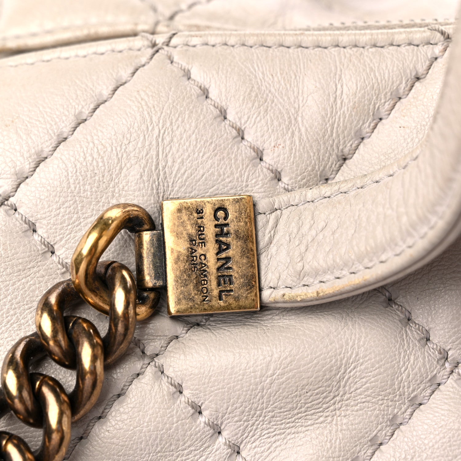Chanel Calfskin Stitched Bowling Bag Light Grey 21 of 22