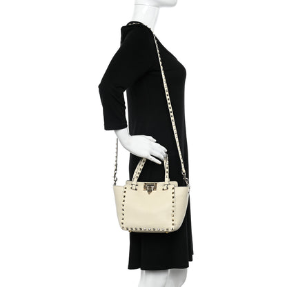 Valentino Garavani Pebbled Calfskin Mini Rockstud Tote Ivory 2 of 16