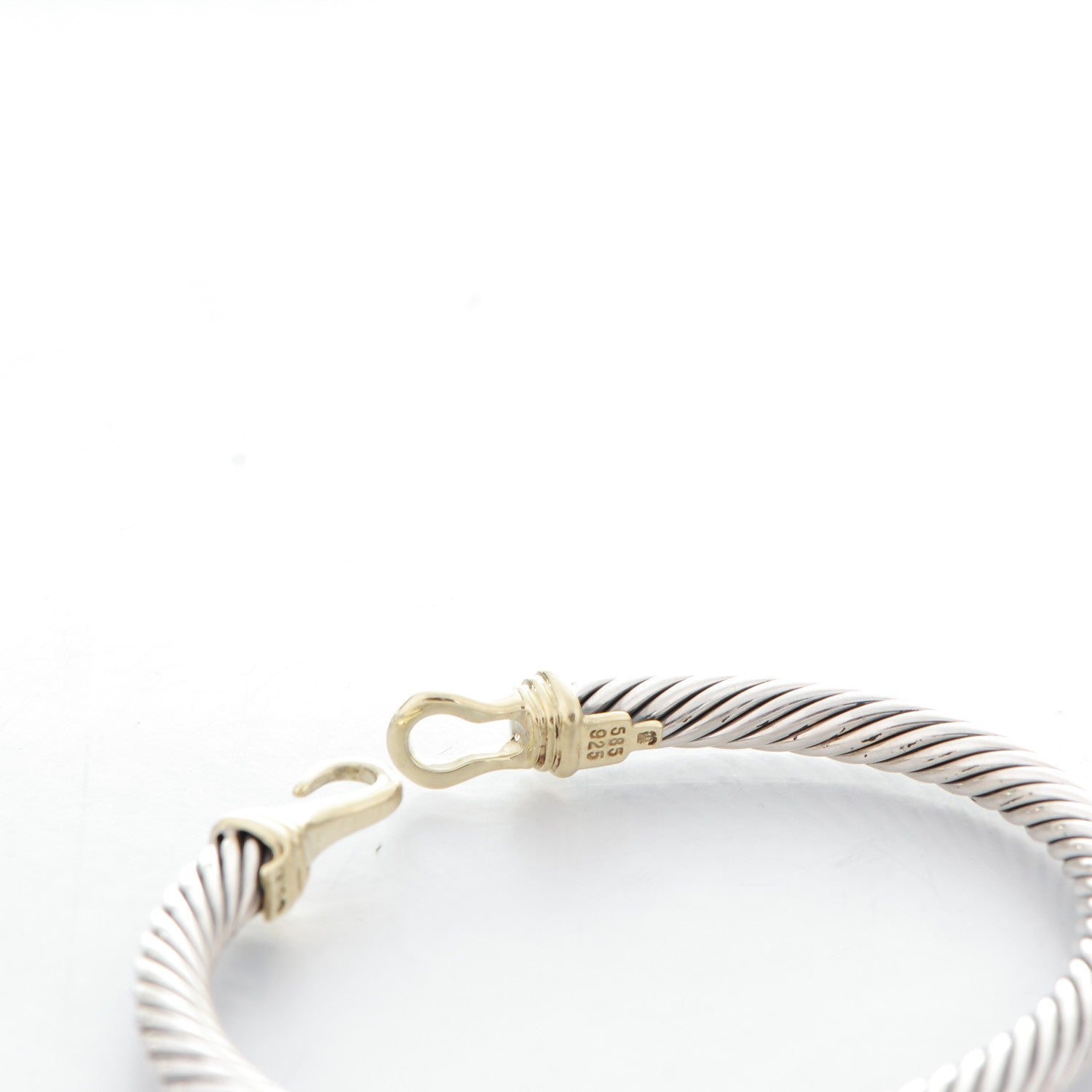 David Yurman Sterling Silver 14K Yellow Gold 5mm Cable Classic Buckle Bracelet 4 of 6