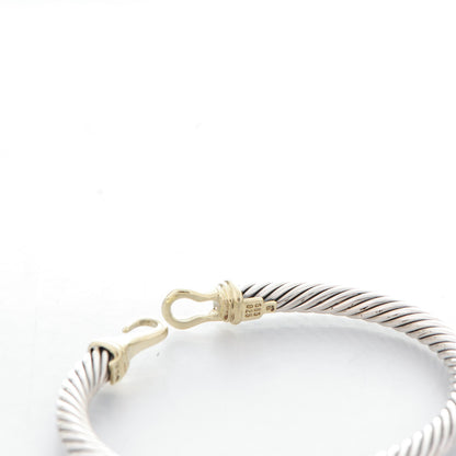 David Yurman Sterling Silver 14K Yellow Gold 5mm Cable Classic Buckle Bracelet 4 of 6